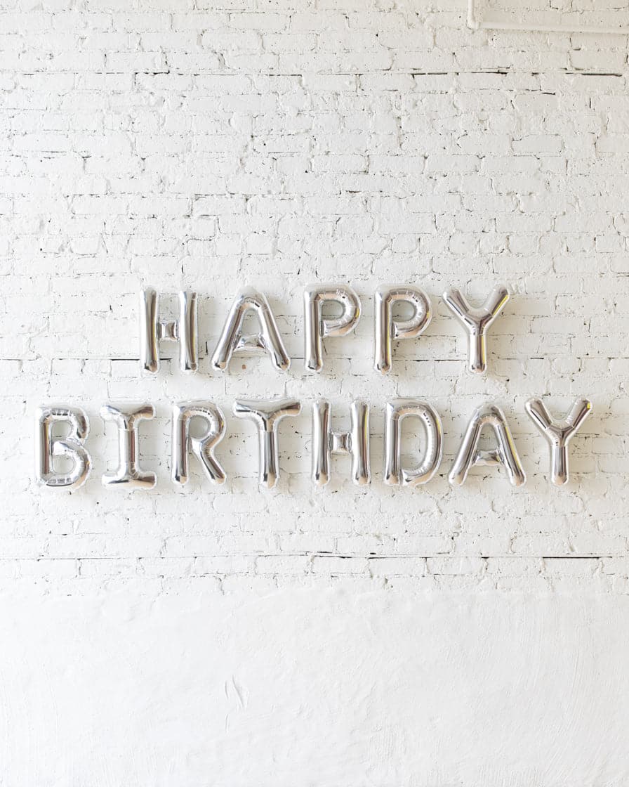 16in Silver HAPPY BIRTHDAY Foil Letters Set | Rental