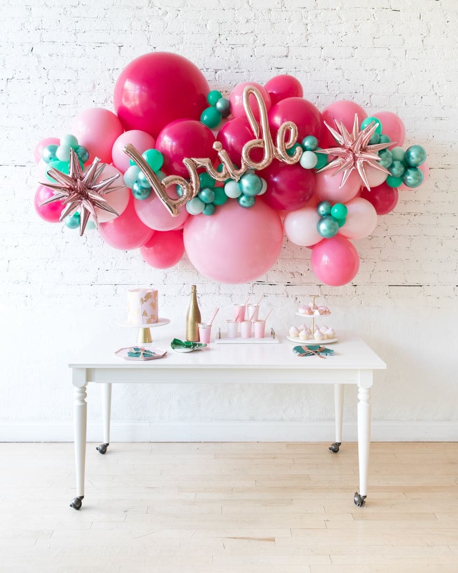 Flamingo Fling – BRIDE Script Backdrop Balloon Garland Install Piece | Rental
