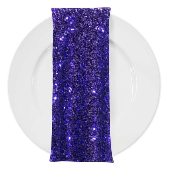 Glitz Sequins (w/ Poly Lining) Table Napkin in Purple | Rental