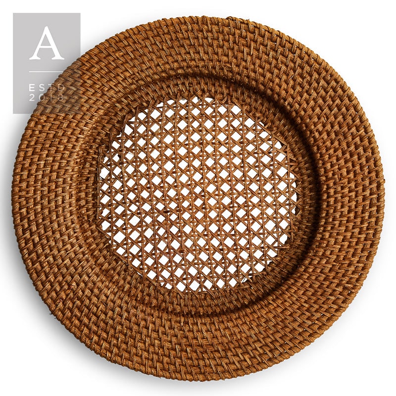 Rattan Walnut Charger Plate | Rental Rattan Walnut Charger Plate | Rental