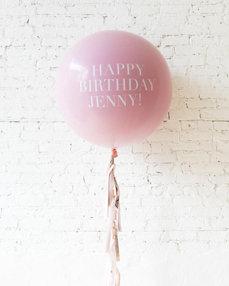 Modern Mauve – Personalized Happy Birthday Balloon with Tassel | Rental Modern Mauve – Personalized Happy Birthday Balloon with Tassel | Rental