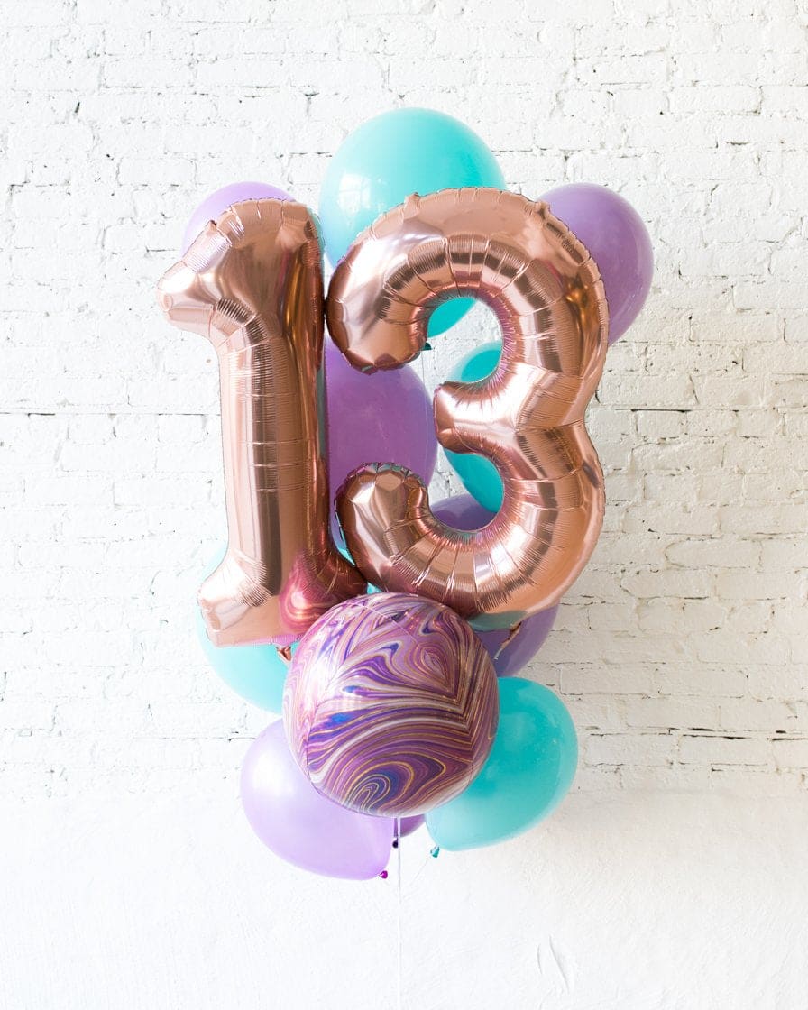 GIFT-Mermaid Palette Foil Number and Latex Balloon Bouquet | Rental
