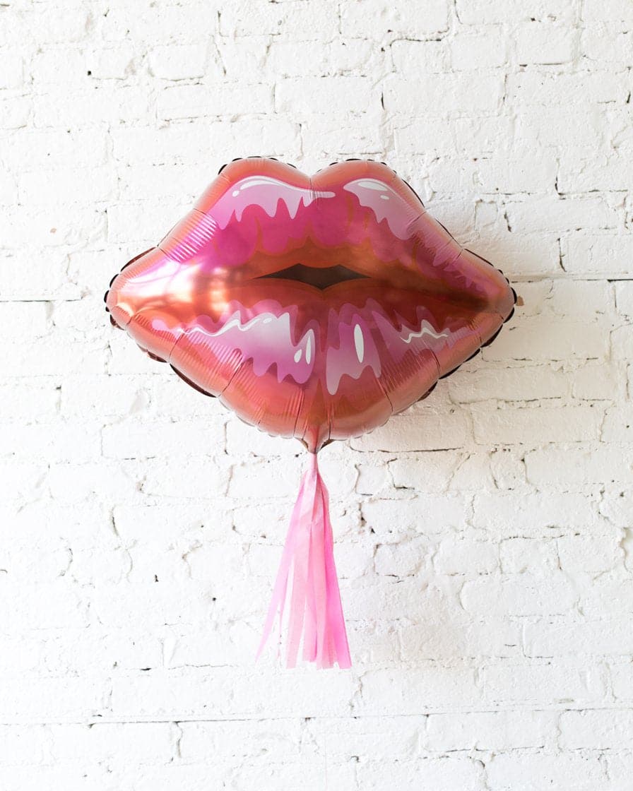 30in Red Lips Foil Balloon and Bubblegum Pink Skirt | Rental 30in Red Lips Foil Balloon and Bubblegum Pink Skirt | Rental