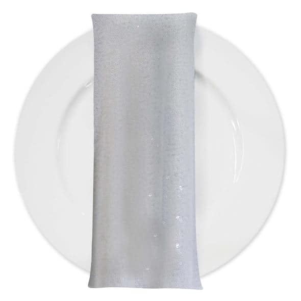 Glitz Sequins (w/ Poly Lining) Table Napkin in White | Rental