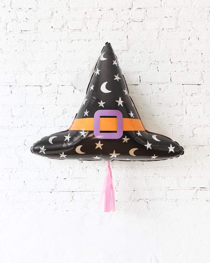 39in Witch Hat Foil Balloon with Pink Skirt | Rental 39in Witch Hat Foil Balloon with Pink Skirt | Rental
