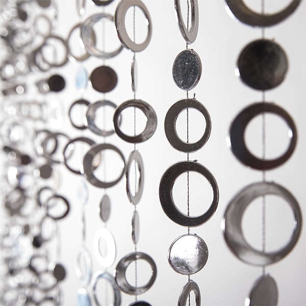 DecoStar™ 6ft “Hip Circle” Beaded Curtain in Metallic Silver | Rental DecoStar™ 6ft “Hip Circle” Beaded Curtain in Metallic Silver | Rental