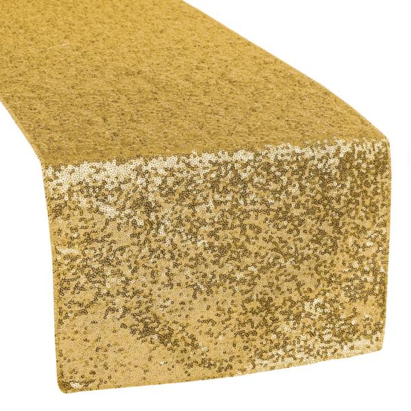 Standard Sequin Table Runner by Eastern Mills – Gold | Rental
