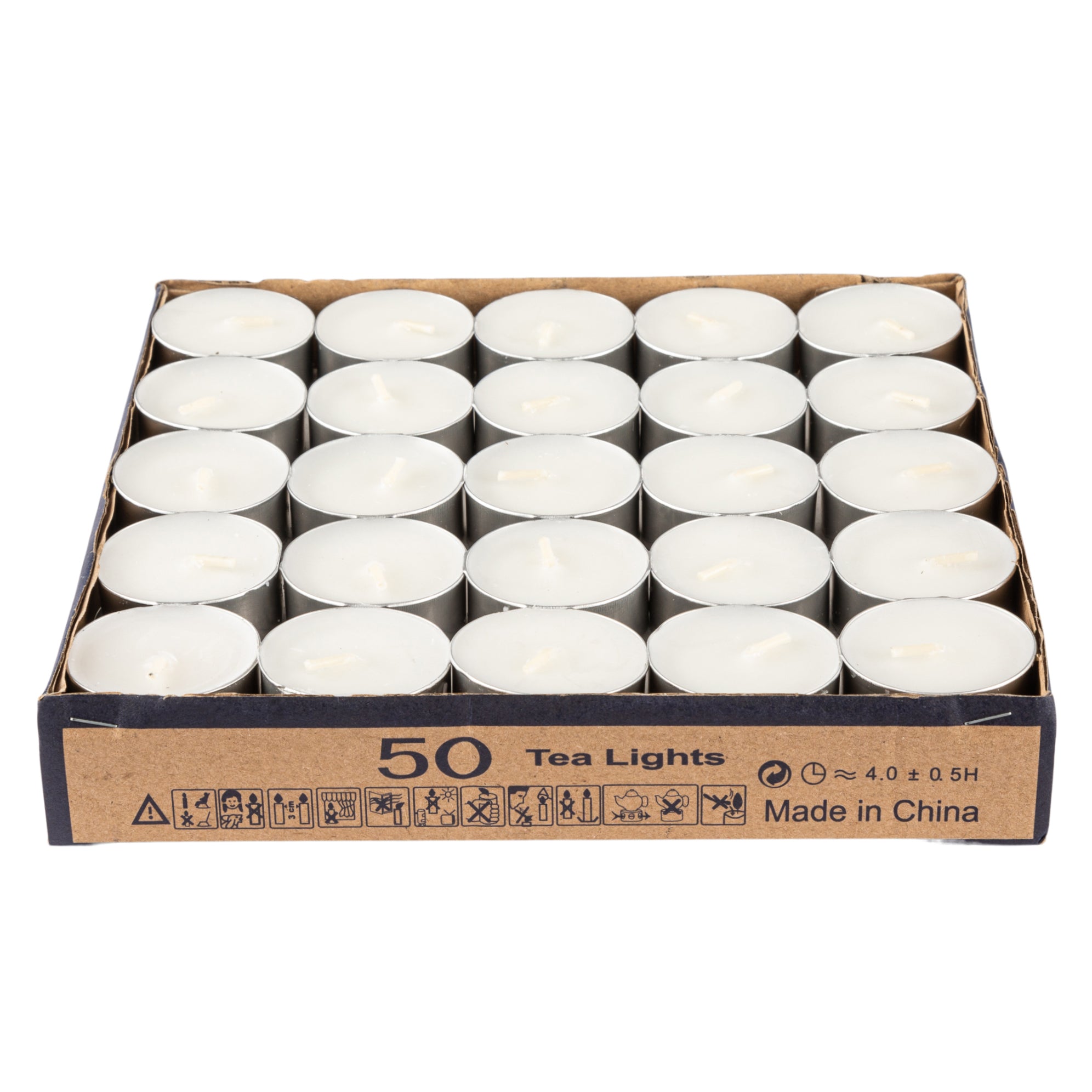 50 pcs/pk Tea Light Candles – White | Rental
