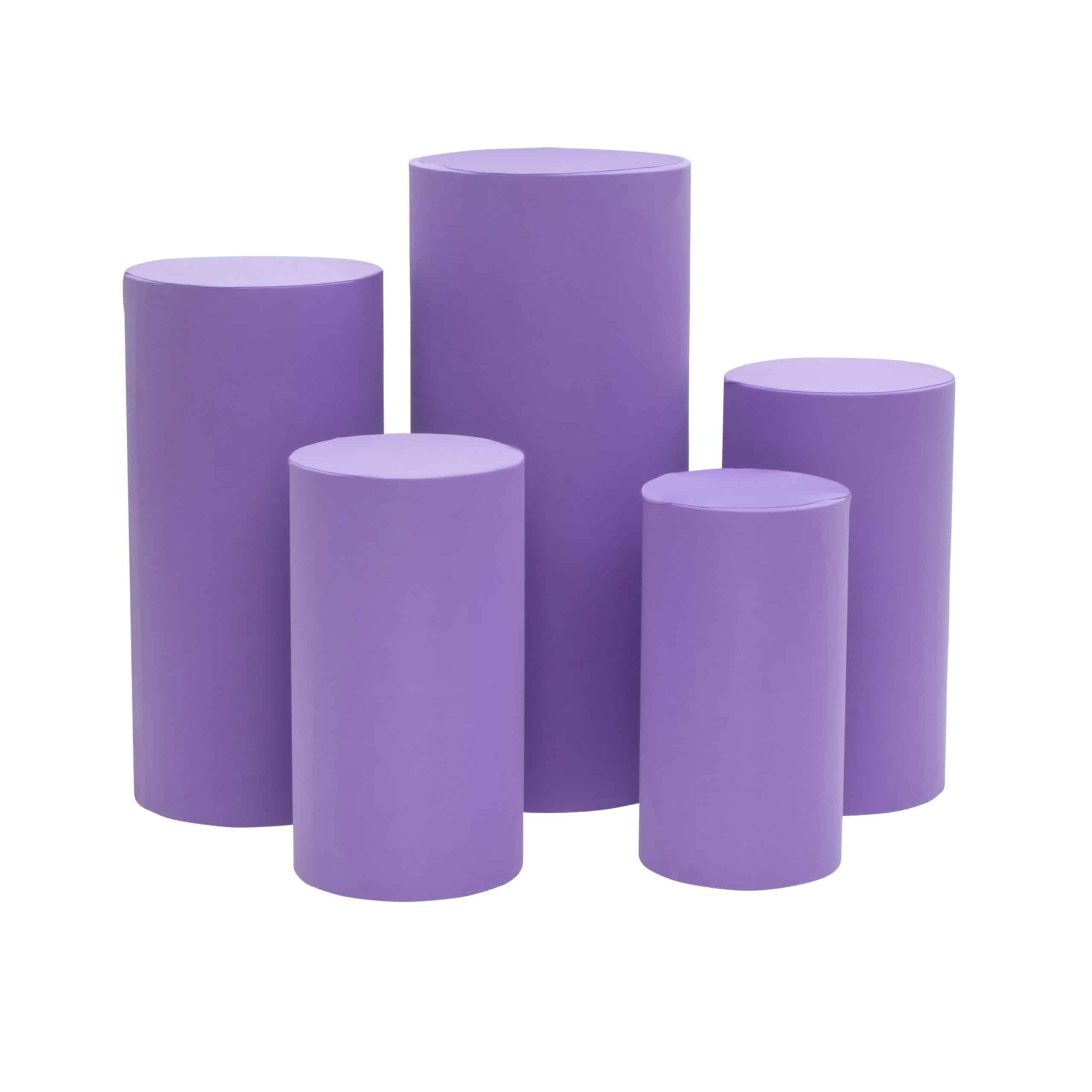 Spandex Pillar Covers for Metal Cylinder Pedestal Stands 5 pcs/set – Lavender | Rental