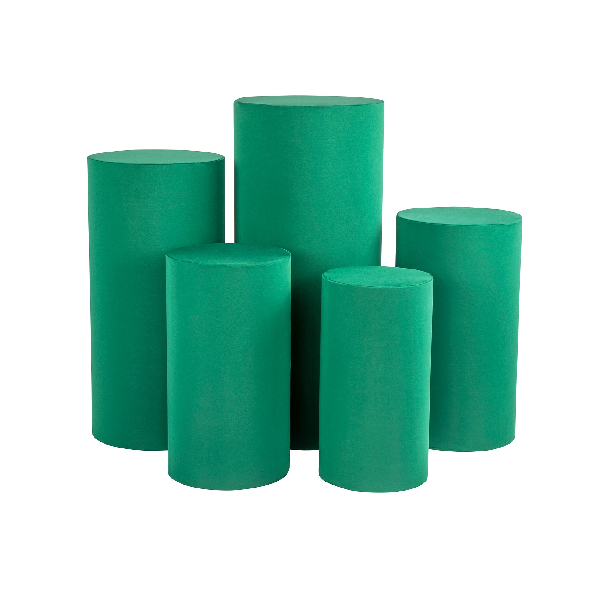 Spandex Pillar Covers for Metal Cylinder Pedestal Stands 5 pcs/set – Emerald Green | Rental