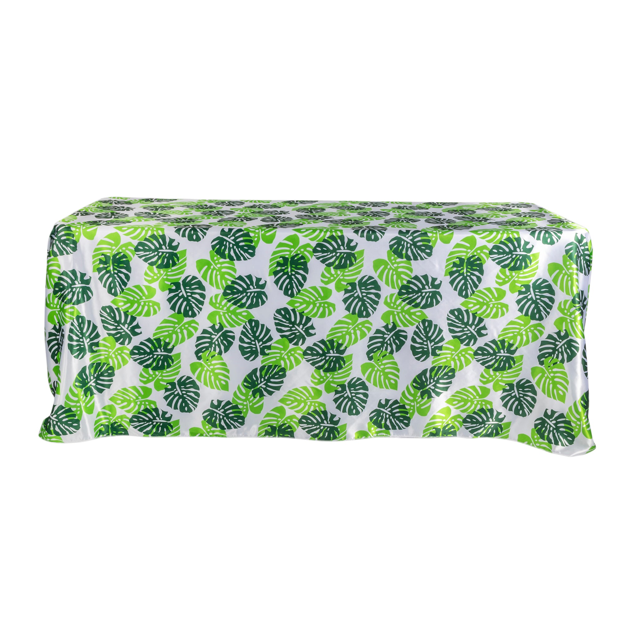 Satin Rectangular 90″x156″ Tablecloth – Tropical Palm Leaf | Rental