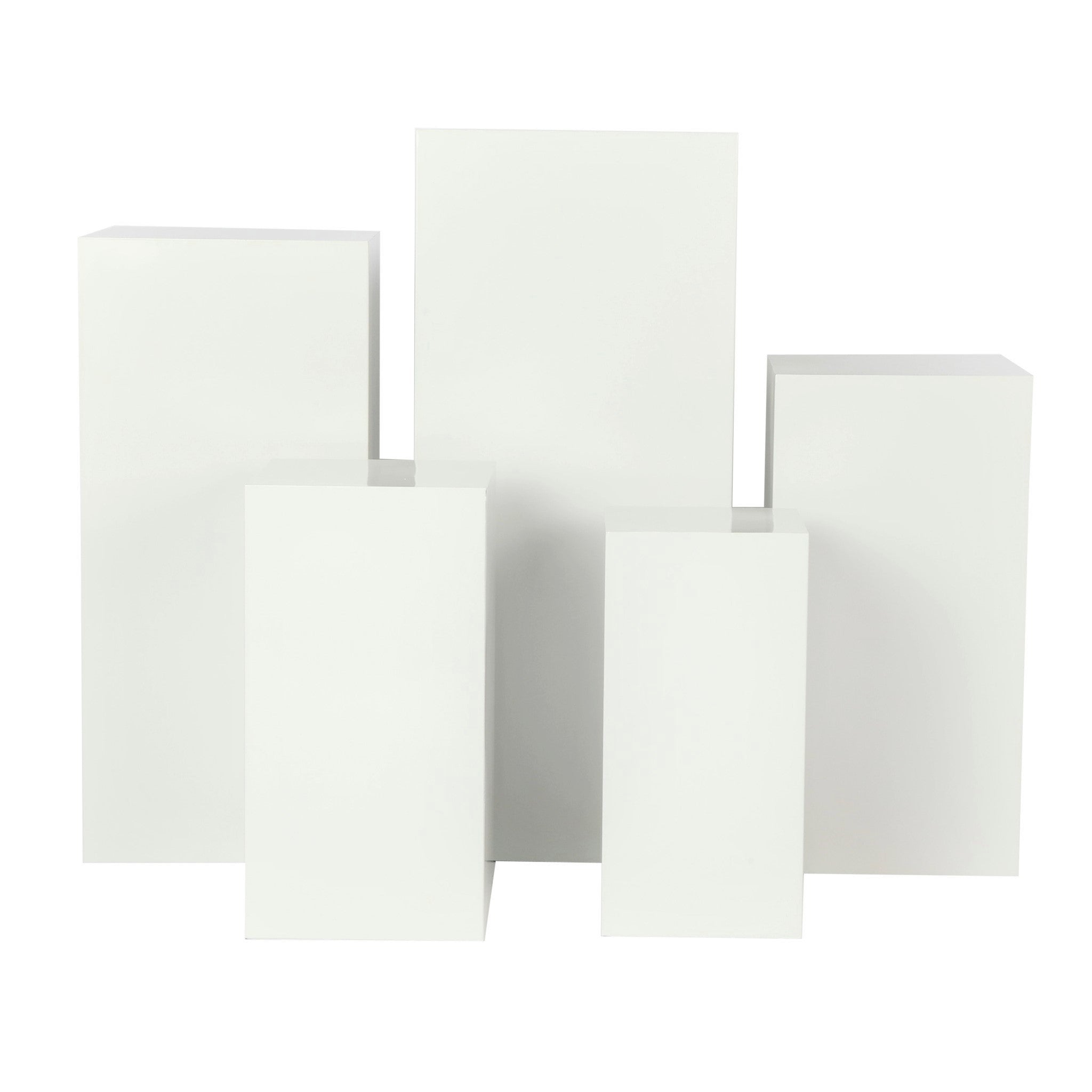 Square Metal Pillar Pedestal Display Stands 5 pcs/set – White | Rental