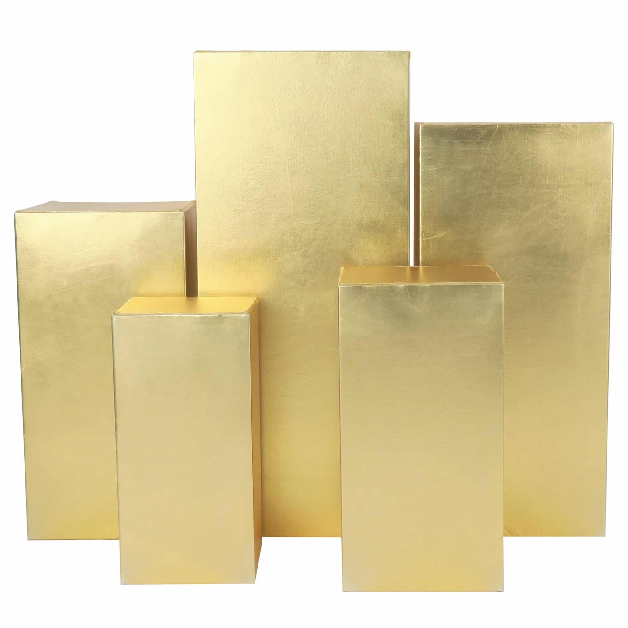 Spandex Covers for Square Metal Pillar Pedestal Stands 5 pcs/set – Metallic Gold | Rental