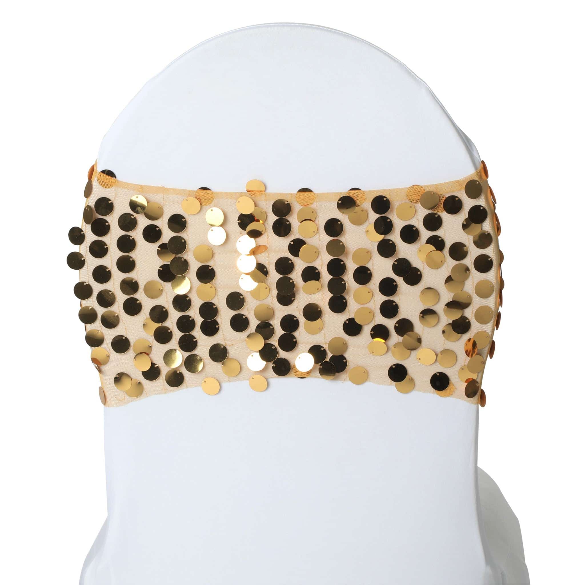5 pcs/pk Payette Sequin Chair Bands – Gold | Rental