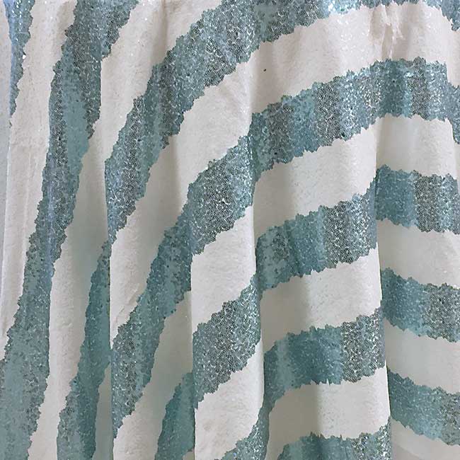 Sequin White Turquoise Stripes | Rental Sequin White Turquoise Stripes | Rental