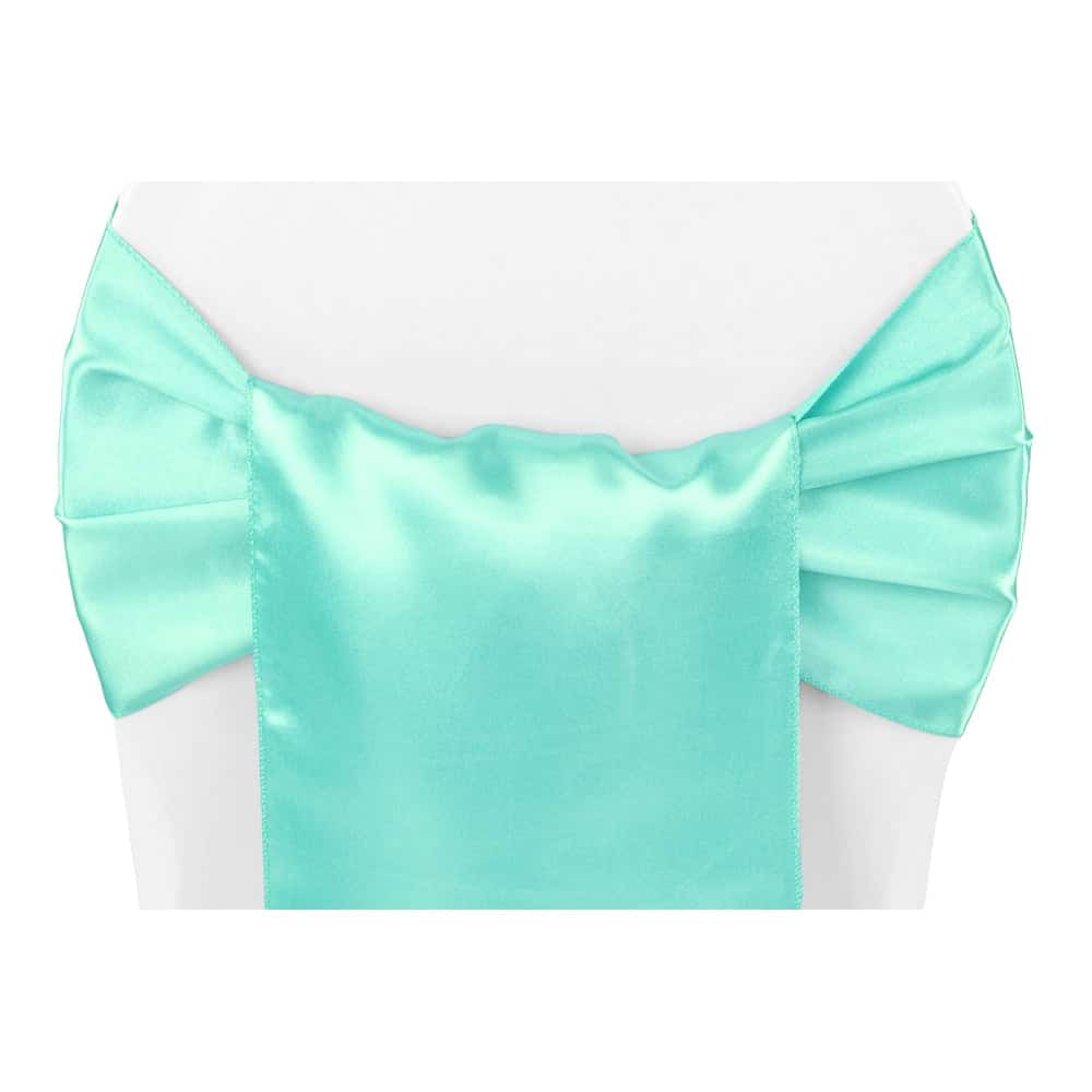Wide Satin Chair Sash – Light Turquoise | Rental Wide Satin Chair Sash – Light Turquoise | Rental