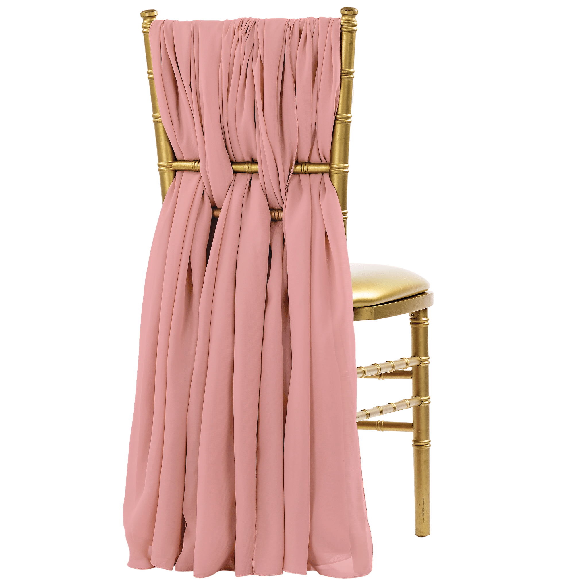5pcs Pack of Chiffon Chair Sashes/Ties 19″ x 72″ – Dusty Rose/Mauve | Rental