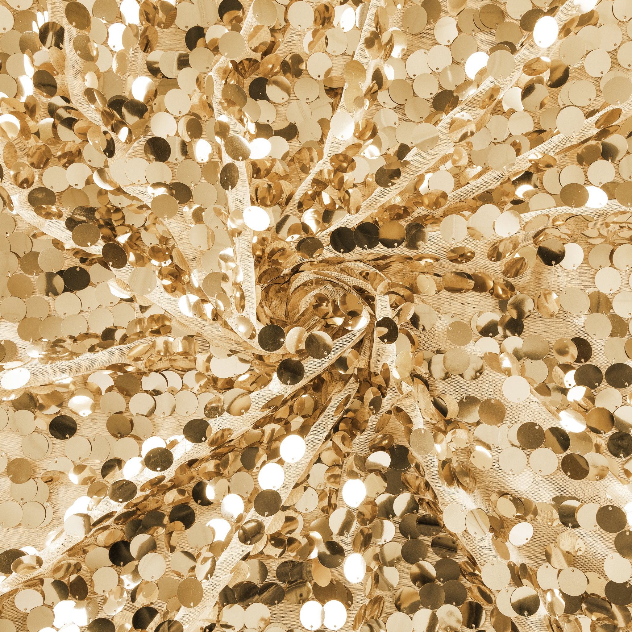 10 yards Large Payette Sequins Fabric Bolt – Gold | Rental
