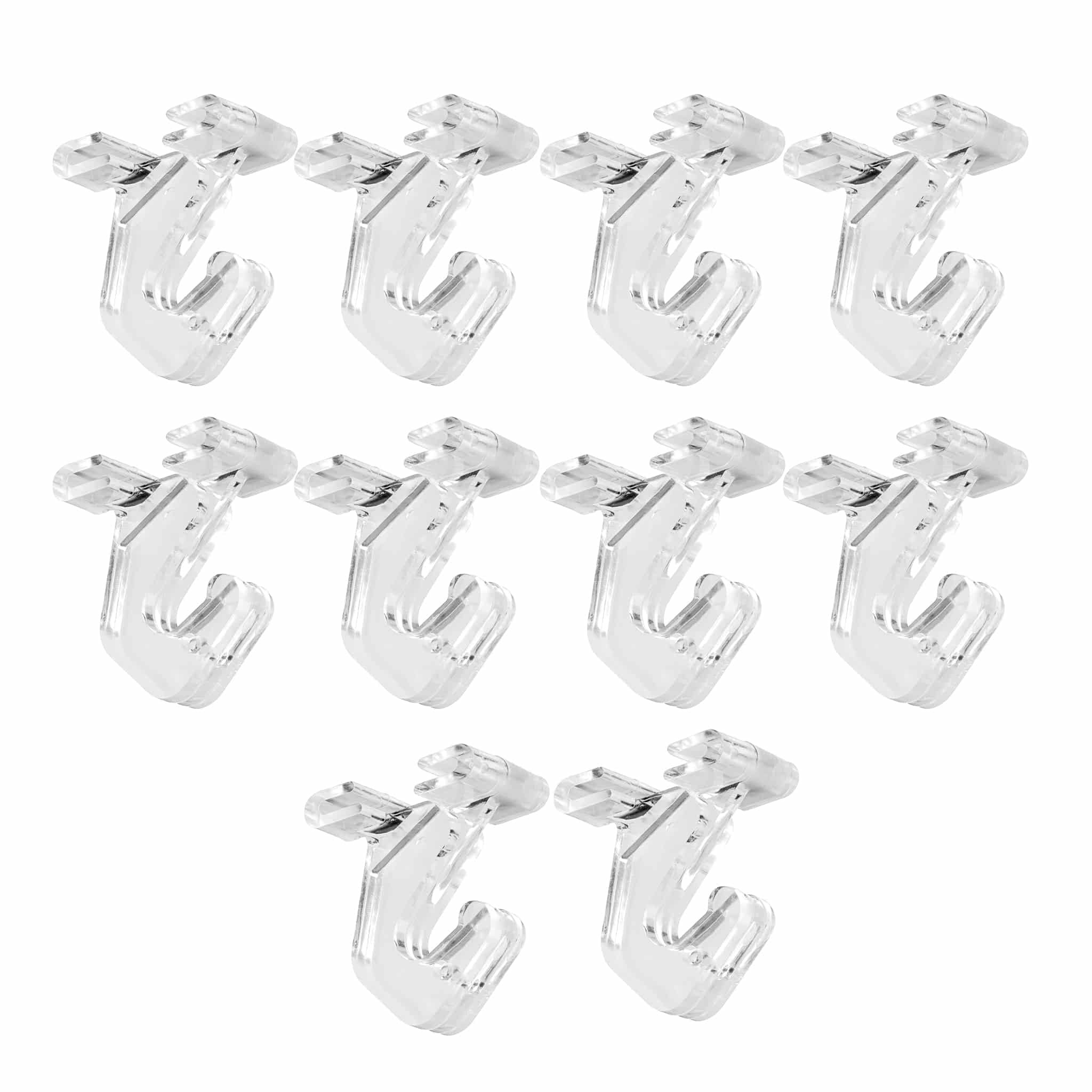 Clear Plastic Hinged Ceiling Hook (10 count) | Rental