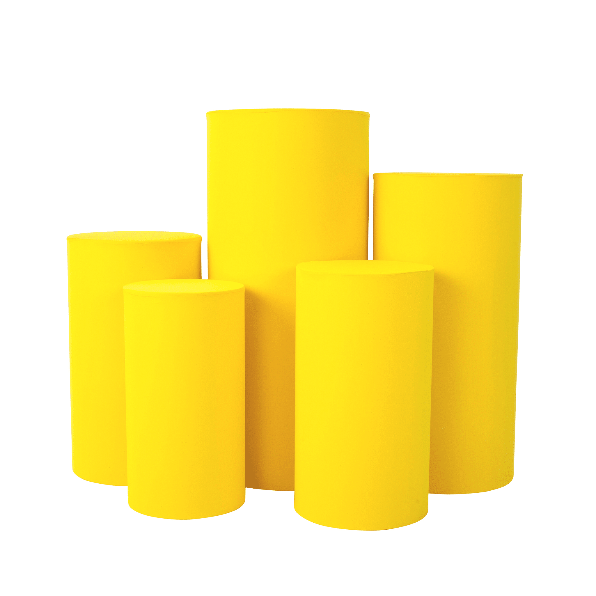Spandex Pillar Covers for Metal Cylinder Pedestal Stands 5 pcs/set – Canary Yellow | Rental