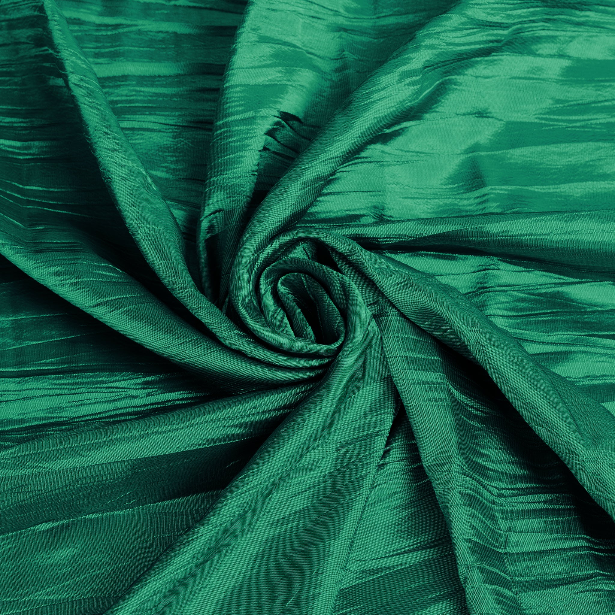 Accordion Crinkle Taffeta 10 yards x 54″ Fabric Roll Bolt – Emerald Green | Rental