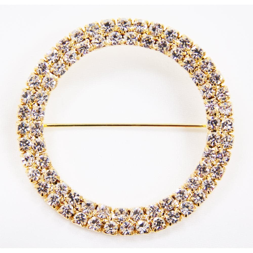 Round Diamond Rhinestone Metal Pin Sash Buckle – Gold | Rental
