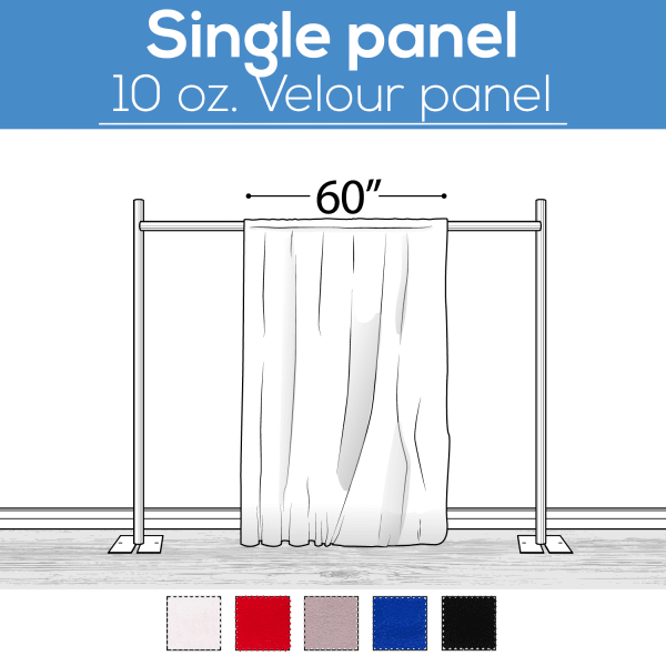 10 oz. Inherently Fire Retardant Polyester Velour – Sewn Drape Panel 60″ Wide w/ 4″ Rod Pockets – 18ft | Rental