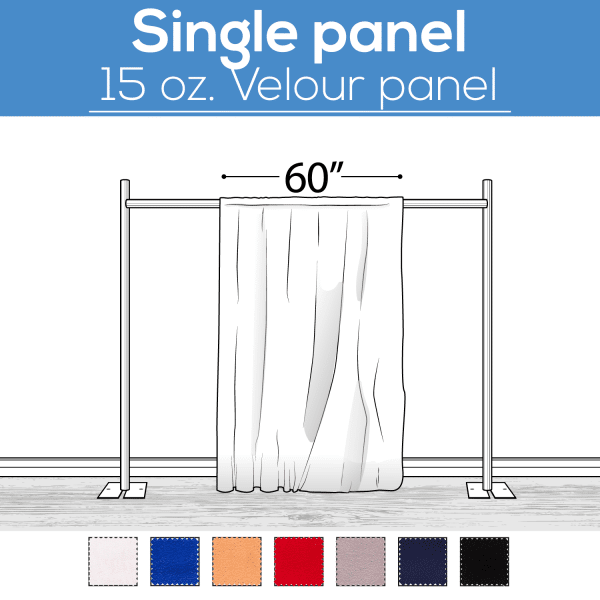 15 oz. Inherently Fire Retardant Polyester Velour – Sewn Drape Panel 60″ Wide w/ 4″ Rod Pockets – 15ft | Rental