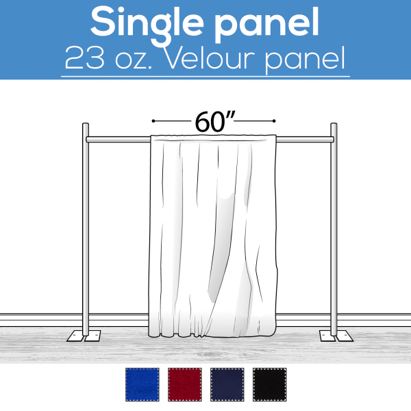 23 oz. Inherently Fire Retardant Polyester Velour – Sewn Drape Panel 60″ Wide w/ 4″ Rod Pockets – 12ft | Rental