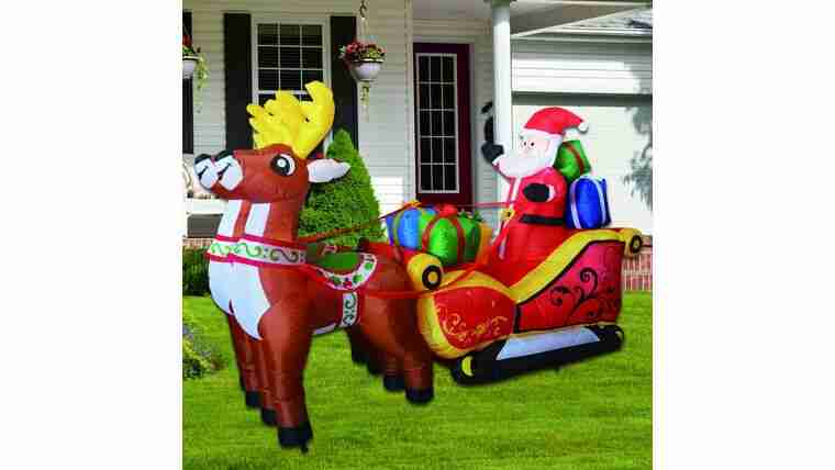 7 ft Christmas Inflatable Santa Reindeer Sled Outdoor Decoration LED Lights – Cute Fun Xmas Blow Up Yard Lawn | Rental 7 ft Christmas Inflatable Santa Reindeer Sled Outdoor Decoration LED Lights – Cute Fun Xmas Blow Up Yard Lawn | Rental