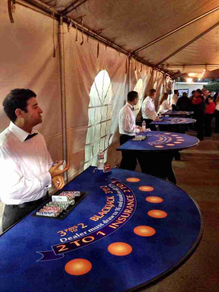 Blackjack – 6′ Casino Game Table Kit  – Dark Blue | Rental