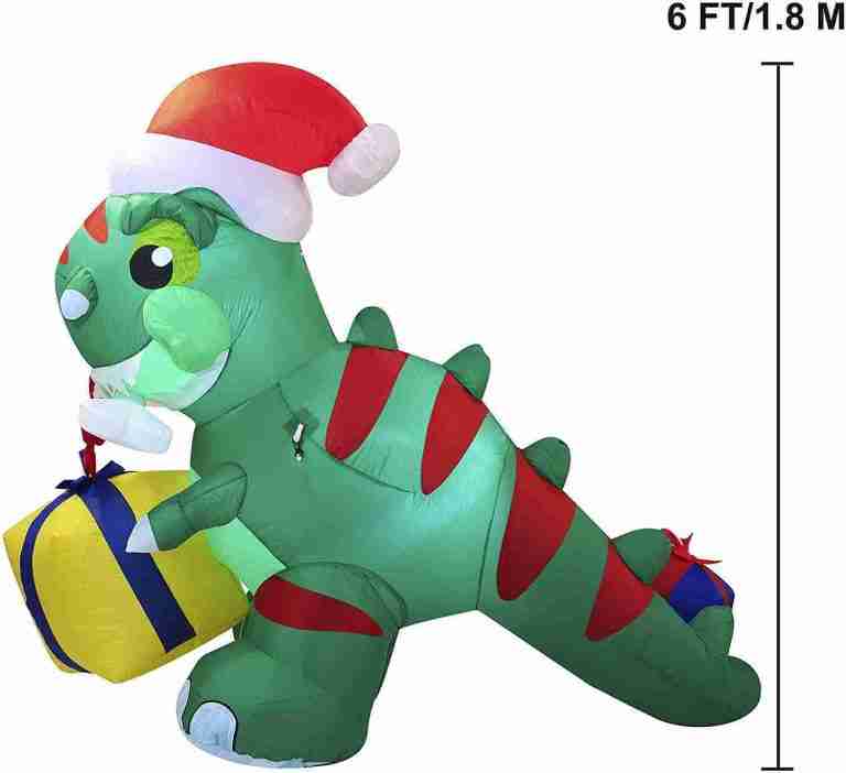 Christmas Inflatable Decoration 6ft Dinosaur Inflatable with Build-in LEDs Blow Up Inflatables for Xmas Party Indoor, Outdoor, Yard, Garden, Lawn, Winter Decor | Rental Christmas Inflatable Decoration 6ft Dinosaur Inflatable with Build-in LEDs Blow Up Inflatables for Xmas Party Indoor, Outdoor, Yard, Garden, Lawn, Winter Decor | Rental