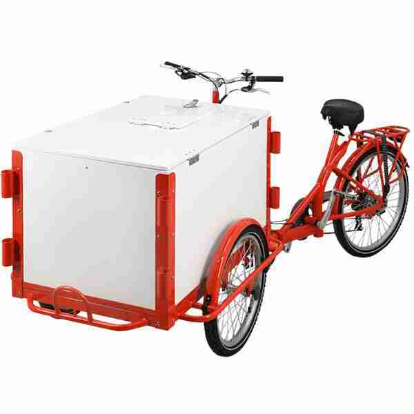 Front Load Ice Cream Tricycle Bike Cart with White Wooden Box – Red | Rental