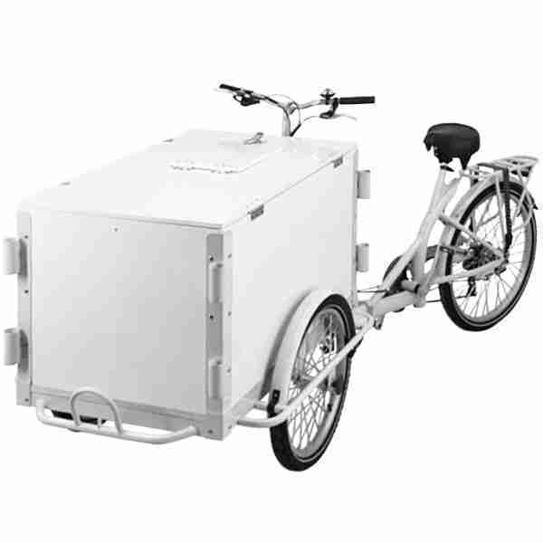 Front Load Ice Cream Tricycle Bike Cart with White Wooden Box – White | Rental