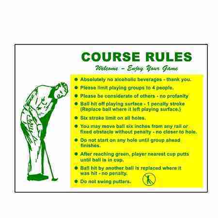 Mini Golf Course Rules Sign | Rental