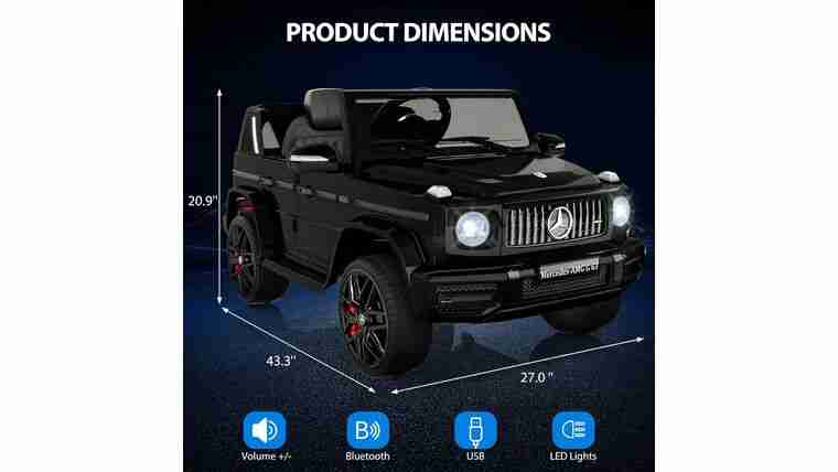 12V Kids Ride On Car, Hetoy Licensed Mercedes-Benz G63 Electric Car Battery Powered w/Parent Remote Control, LED Lights, Bluetooth, Music, Radio, Electric Vehicle Ride on Toy for Kids, Black | Rental 12V Kids Ride On Car, Hetoy Licensed Mercedes-Benz G63 Electric Car Battery Powered w/Parent Remote Control, LED Lights, Bluetooth, Music, Radio, Electric Vehicle Ride on Toy for Kids, Black | Rental