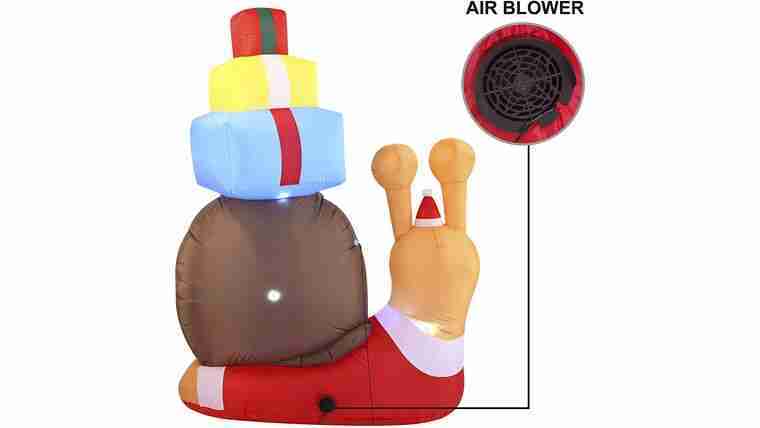 6 FT Tall Cute Snail with a Stack of Gifts Inflatable with Build-in LEDs Blow Up Inflatables for Xmas Party Indoor, Outdoor, Yard, Garden, Lawn, Winter Decor, Christmas Inflatable Decoration | Rental
