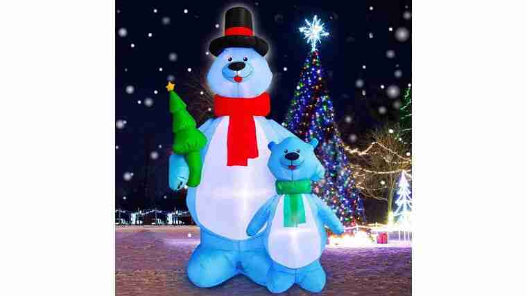 10Ft Tall Christmas Inflatables Blow up Polar Bears Family Holding Christmas Tree with Tether Stakes LED Lighted Christmas Decoration Holiday Yard Outdoor Lawn Garden Home Party Decoration | Rental 10Ft Tall Christmas Inflatables Blow up Polar Bears Family Holding Christmas Tree with Tether Stakes LED Lighted Christmas Decoration Holiday Yard Outdoor Lawn Garden Home Party Decoration | Rental